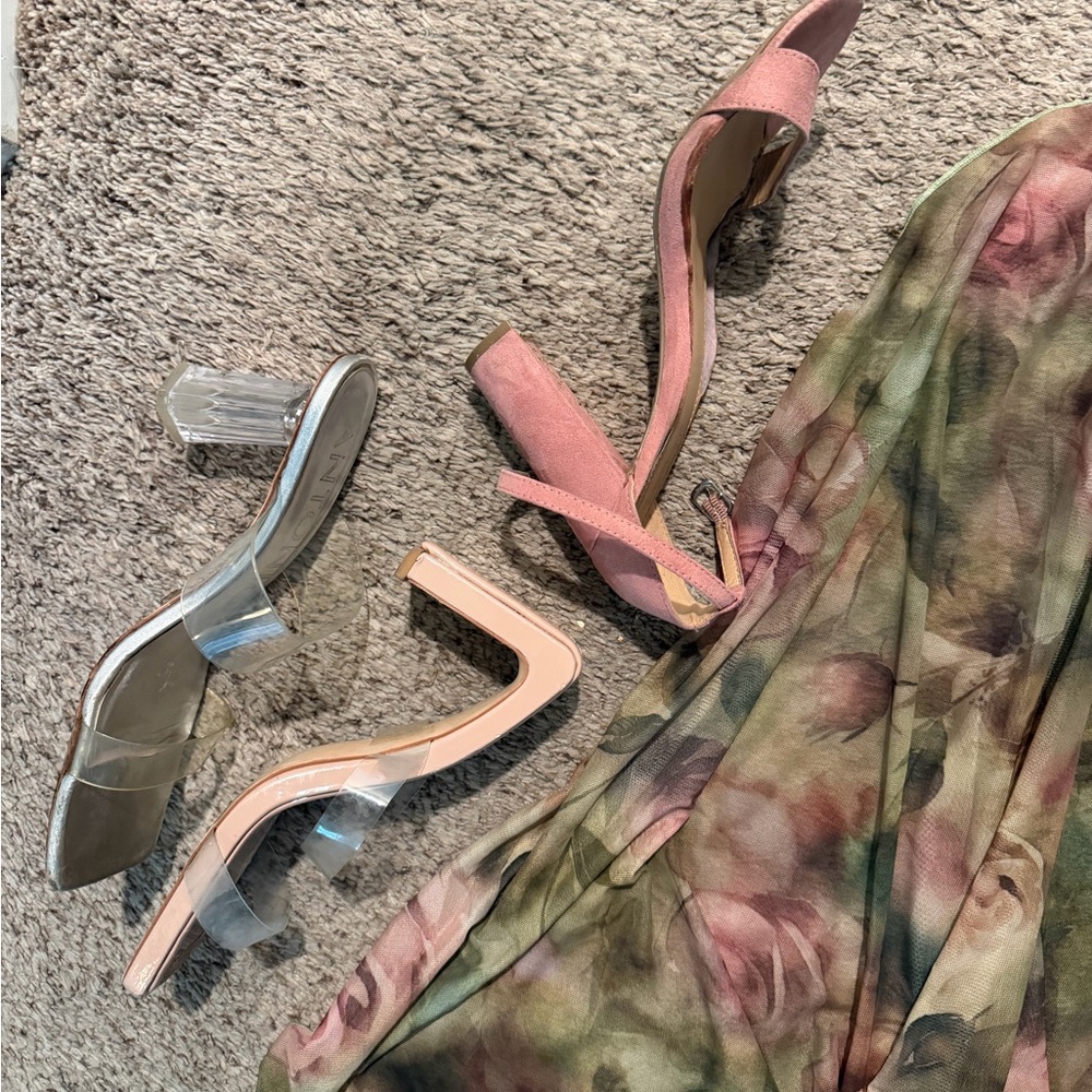 Floral Ruched Maxi Dress in Green and Pink - Picture 3 of 4